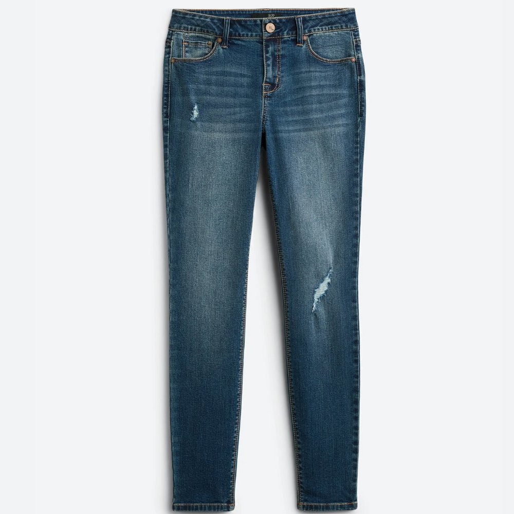 1822 Denim Catriona Tencel Distressed Skinny Jean Denim 4 27" 30" Inseam